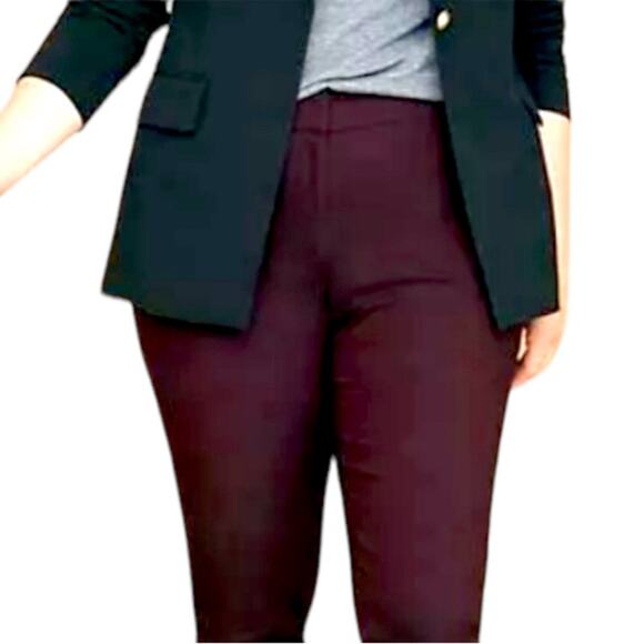 Lane Bryant Women’s Pants The Allie Ankle Slim Fit Burgundy Mid Rise Sz 24R Plus - Picture 2 of 11